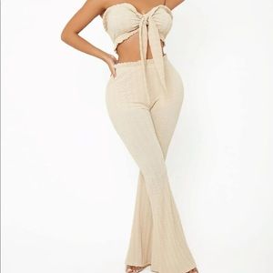 Tie front tube top pants set